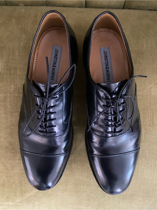 Johnston & Murphy Men’s Black Leather Melton Cap-Toe Lace up Oxford main image 8